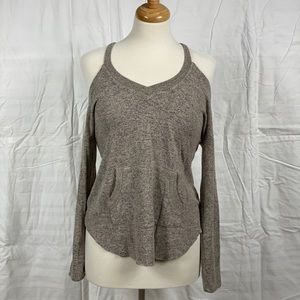 Grey V-neck Shoulder-less Sweater